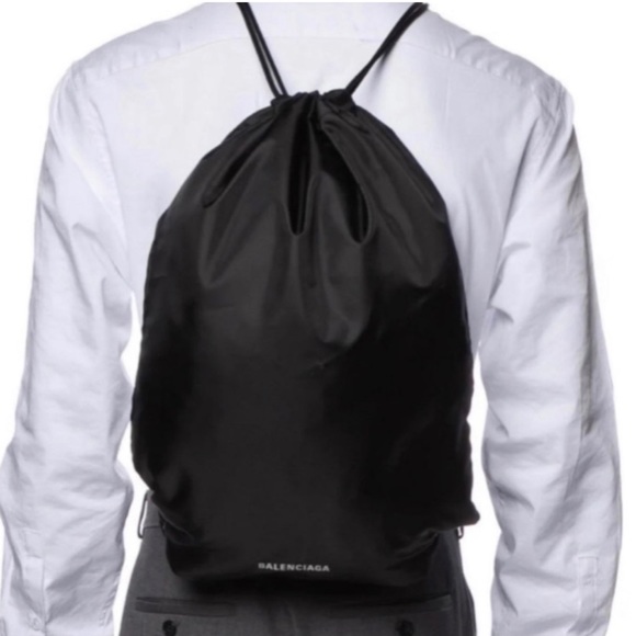 Balenciaga Black Backpack Dust Backpack Gym Draw String Bag - Picture 6 of 6